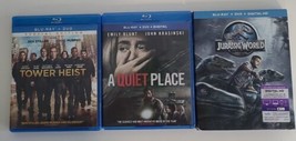 Blu-Ray + DVD  Family Fun - Lot of 3- A Quiet Place, Jurassic World, Tower Heist - £7.12 GBP