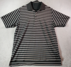 adidas Polo Shirt Mens Large White Black Striped Short Casual Sleeve Logo Collar - £11.74 GBP