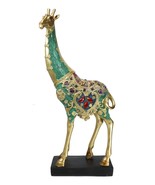 Large Safari Savannah Green Bejeweled Masai Giraffe With Black Base Figu... - $53.30 CAD