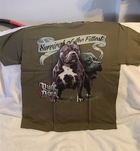 RUDE DOGS PITBULL SURVIVAL OF THE FITTEST FENCE OLIVE GREEN T-SHIRT - $11.27