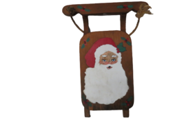Hand Made Wooden Christmas Sled Wall Hanging Decor Handpainted Santa 18&quot;T x 13&quot;W - £13.62 GBP