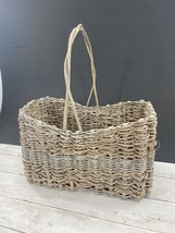 Vintage Bamboo Wicker Rattan Towel Magazine Holder Rack MCM Boho Basket - £23.73 GBP