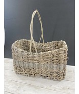 Vintage Bamboo Wicker Rattan Towel Magazine Holder Rack MCM Boho Basket - £23.36 GBP