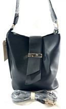 Melie Bianco Alessia Faux Black Leather Bucket Handbag Purse - $18.45 CAD