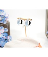 Alexis Bittar Blue Lucite Diamond Dust Crystal Silver Hoop Huggie Earrin... - $187.61