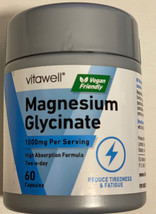 magnesium glycinate 60 vegan capsules high absorption formula, reduce ti... - $20.16