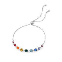 Swarovski Bracelet Colorful Multi Shape Crystal 14k White Gold Over Jewelry Gift - £120.35 GBP