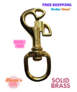 Vintage Solid Brass 3 1/2&quot; Long 3/4&quot; Swivel Eye Bolt Snap w/ Locking Thu... - $8.56