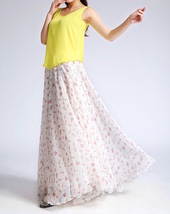 Summer Floral Chiffon Skirt Outfit Women Plus Size Flower Maxi Chiffon Skirt image 5