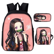 3PCS/SET Japan Anime Demon Slayer Students Boys Girls Schoolbag Backpack Childre - £64.57 GBP