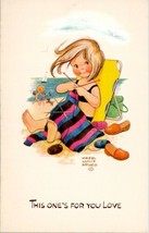 Artist Mabel Lucie Attwell Cutest Girl On Beach Knitting For You Postcard W8 - £12.74 GBP
