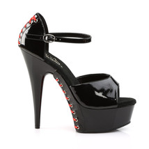 PLEASER DEL660FH/B/M Black Platform Red Ribbon Corset Lace 6&quot; Stripper Heels - £60.06 GBP