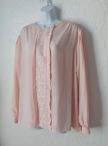 Vintage Gailord Pink Blouse Button Up Women 22W Long Sleeve Embroidery F... - £19.71 GBP