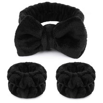 1Pcs Black Spa Headband and 2Pcs Wrist Spa Wash Band for Washing Face Sk... - $10.67