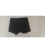 American Eagle Denim Shorts Hi-Rise Shortie Black Distressed Women&#39;s Size 0 - £19.65 GBP