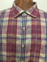 Tommy Bahama XL Blue Red Double Fauna Plaid Long-Sleeve Cotton Shirt - £26.59 GBP