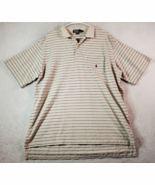 Polo Ralph Lauren Polo Shirt Mens Size XL Tan Striped Short Sleeve Slit ... - $26.18 CAD