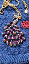 New Betsey Johnson Necklace Peacock Purple Collectible Decorative Nice Bird - £12.01 GBP