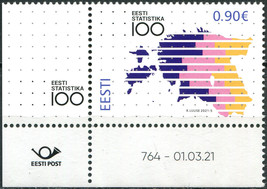 Estonia 2021. 100th Anniversary of the Estonian Statistics (I) (MNH OG) Stamp - £2.32 GBP
