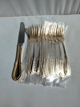 11pcs FARBERWARE BREEZE GOLD Salad Forks +  bonus knife NOS - £31.37 GBP