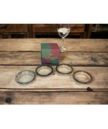 Hallmark Set Of 4 Round Glass Silver Plate Beverage Drink Bar Coasters - £16.82 GBP