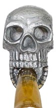 Silver Metal Bone Chilling Grinning Skull Skeleton Wall Beer Bottle Cap Opener - £16.87 GBP