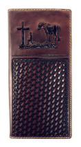 Western Embossed Basketweave Cowboy Coffee Long Wallet In Multi Emblem in 7color - $24.99