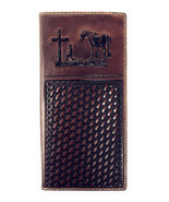 Western Embossed Basketweave Cowboy Coffee Long Wallet In Multi Emblem i... - £19.53 GBP