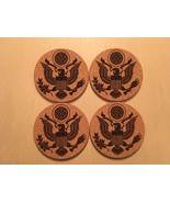 Set of 4  Laser Engraved Cork Coasters United States Army Insignia - $27.25 CAD