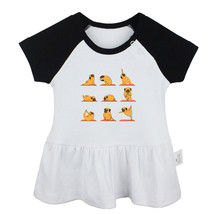 Pug Yoga cute funny cartoon pug doing yoga on a mat Baby Girl Dresses Clothes - £9.36 GBP