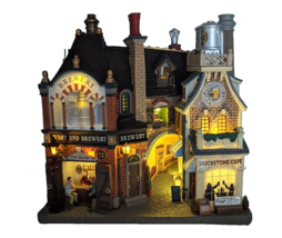 Lemax BEERSMITH ROW Brewery Beer Drinkers LED Lighted Village Facade Col... - $122.71
