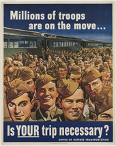 Vintage Style WWII On The Move Canvas Poster 12x15 - $8.90