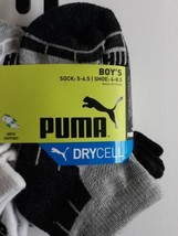 Puma Boy&#39;s Low Cut Socks Drycell 6 Pair Shoe Size 4-8.5 New - £11.83 GBP