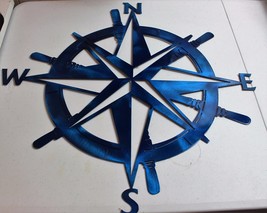 Captains Nautical Compass Rose Wall Art Decor Metallic Blue 23&quot; x 23&quot; - £54.82 GBP