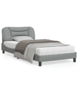 Bed Frame with LED Lights Light Gray 39.4&quot;x74.8&quot; Twin Fabric - £287.50 GBP