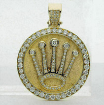 0.75Ct  Diamond King Crown Medallion Charm Pendant 14k Yellow Gold Over - £106.82 GBP