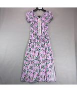 Love, Alexa Purple Floral Midi Dress XL Stretch Puff Slv Lace Front Side... - €23,90 EUR