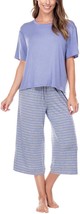 Honeydew Ladies&#39; 2-Piece Crop Pant Pajama Set, Bluebell stripe, Large - £11.07 GBP