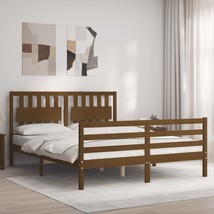 Bed Frame with Headboard Honey Brown King Size Solid Wood - $155.82