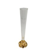 8.5&quot; Bud Vase Clear Glass Iridescent Gold  Swirl Bottom Top Fluted Hand ... - £26.09 GBP