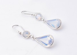 925 Sterling Silver Moonstone Gemstone Handmade Earrings Valentine&#39;s Day Gift ES - £40.39 GBP