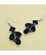 Sterling Silver Black Onyx Midnight Chandelier Earrings 925 Signed - $58.79 CAD