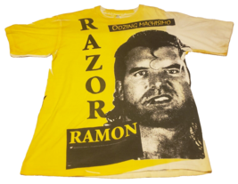Razor Ramon Oozing Machismo Vtg Usa &#39;93 Wwf Wrestling Aop All Over Print T-SHIRT - £306.37 GBP
