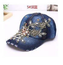 Women's Baseball Cap  Painting Embroidery Flower Denim Snapback Hats Jeans Woman - £111.90 GBP