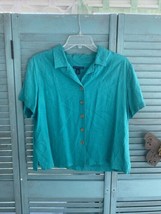 Westbound Petites Woman Collared Shirt ~ Sz 16P ~ Blue ~ Short Sleeve - £13.46 GBP