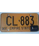 Vintage 1963 New York Empire State Automobile License Plate Black on orange - $235.67 MXN