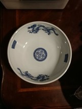 Darchung Bowl Blue Dragons Footed Large Serving Rice Bowl - 10&quot; x 3.78&quot; Signed  - £36.39 GBP