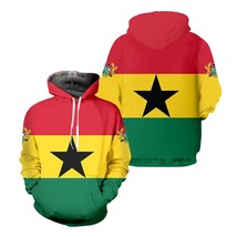 Ghana Hoodie 3D Harajuku Ghana Soccer Jersey Y2k Digital Print Oversized Fashion - £67.48 GBP