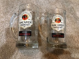 (2) - Bacardi Oakheart Spiced Rum Beer Mug/Stein 12 oz Rippled Glass! Used - £7.62 GBP