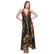 Silk Dress Sleeveless Maxi Backless Spaghetti Strap Halter Dress Multicolor BOHO - £42.99 GBP